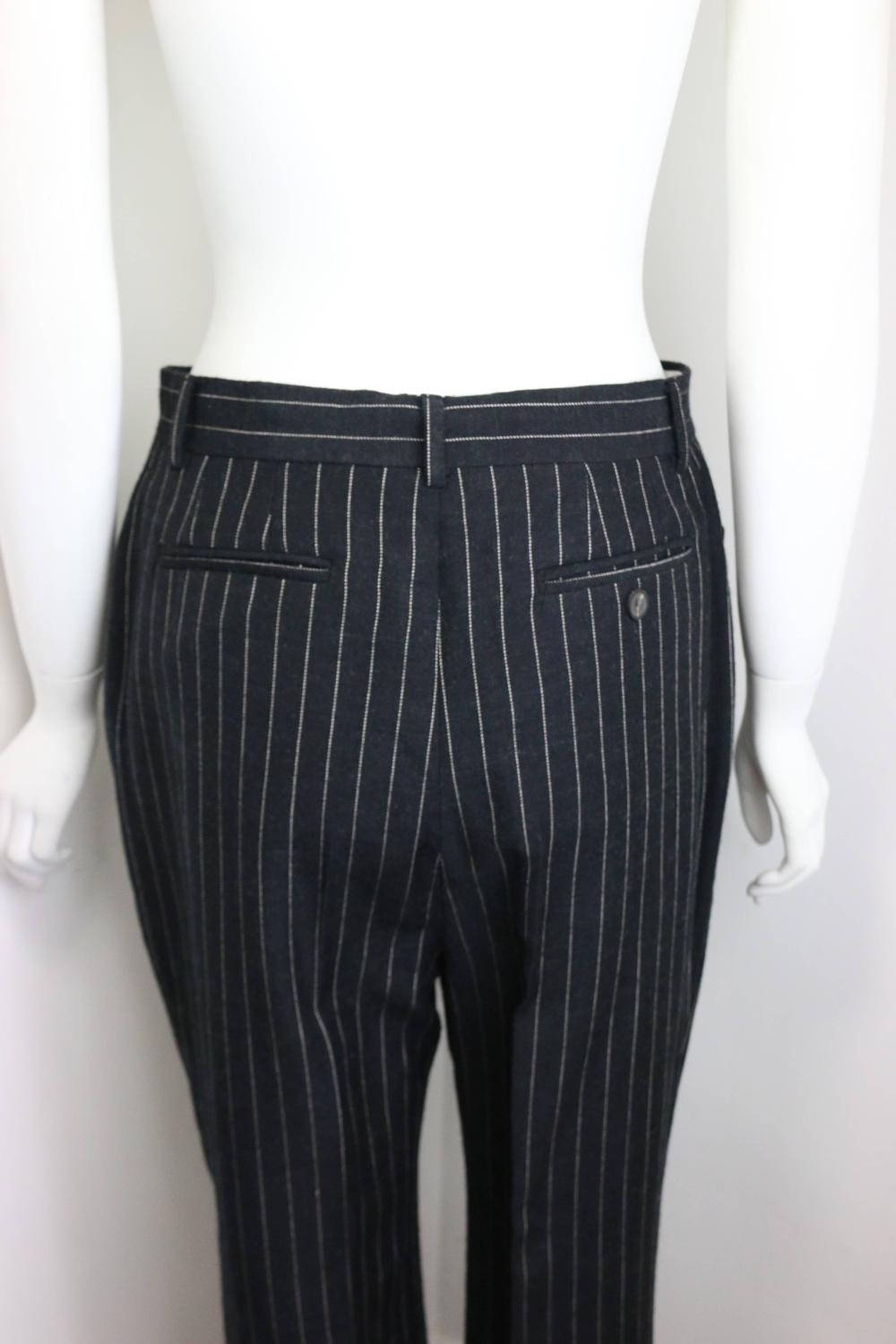 womens black and white pinstripe pants