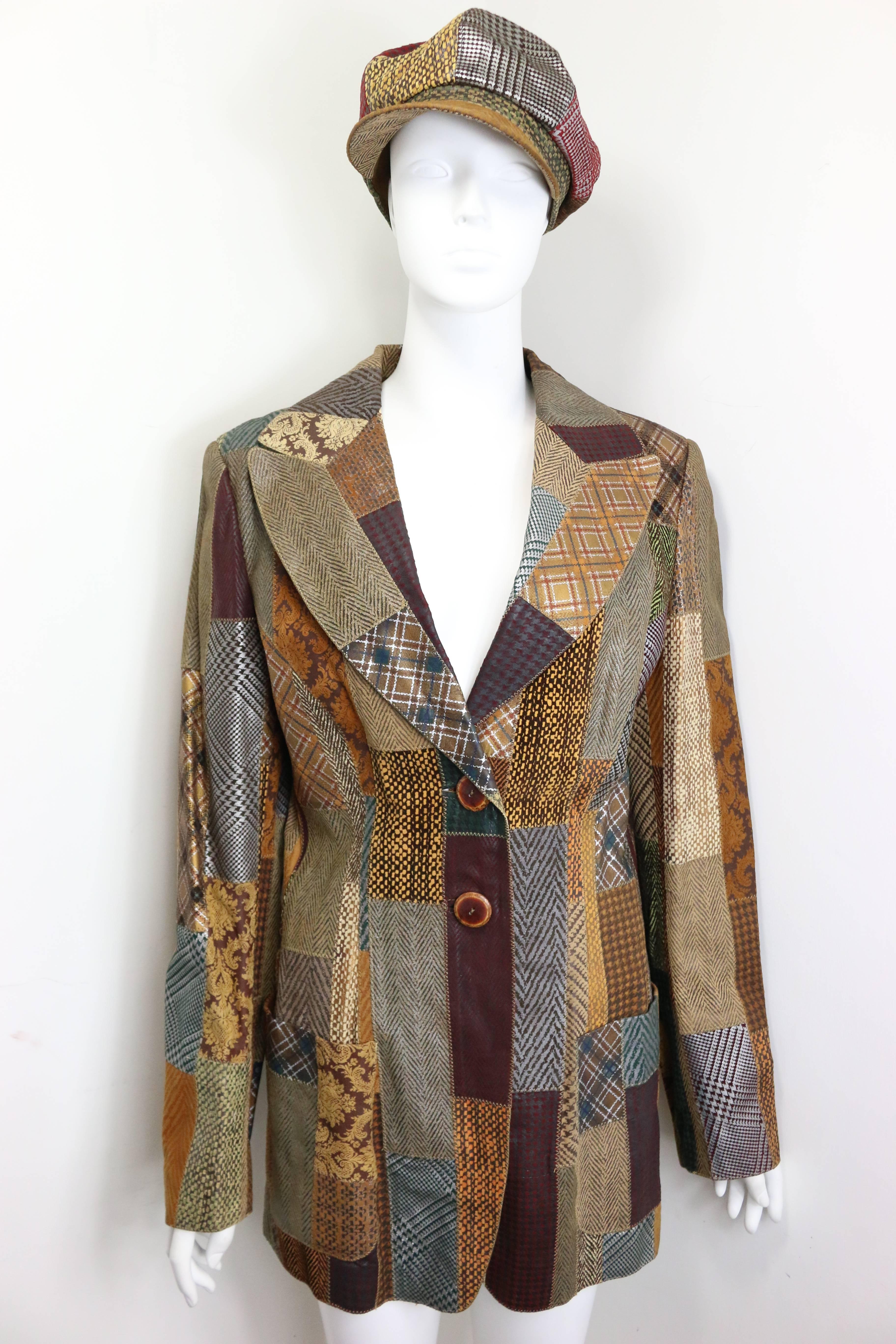 Roberto Cavalli Leather Multi Patterns Patchwork Blazer  In New Condition In Sheung Wan, HK