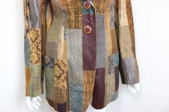 Roberto Cavalli Leather Multi Patterns Patchwork Blazer