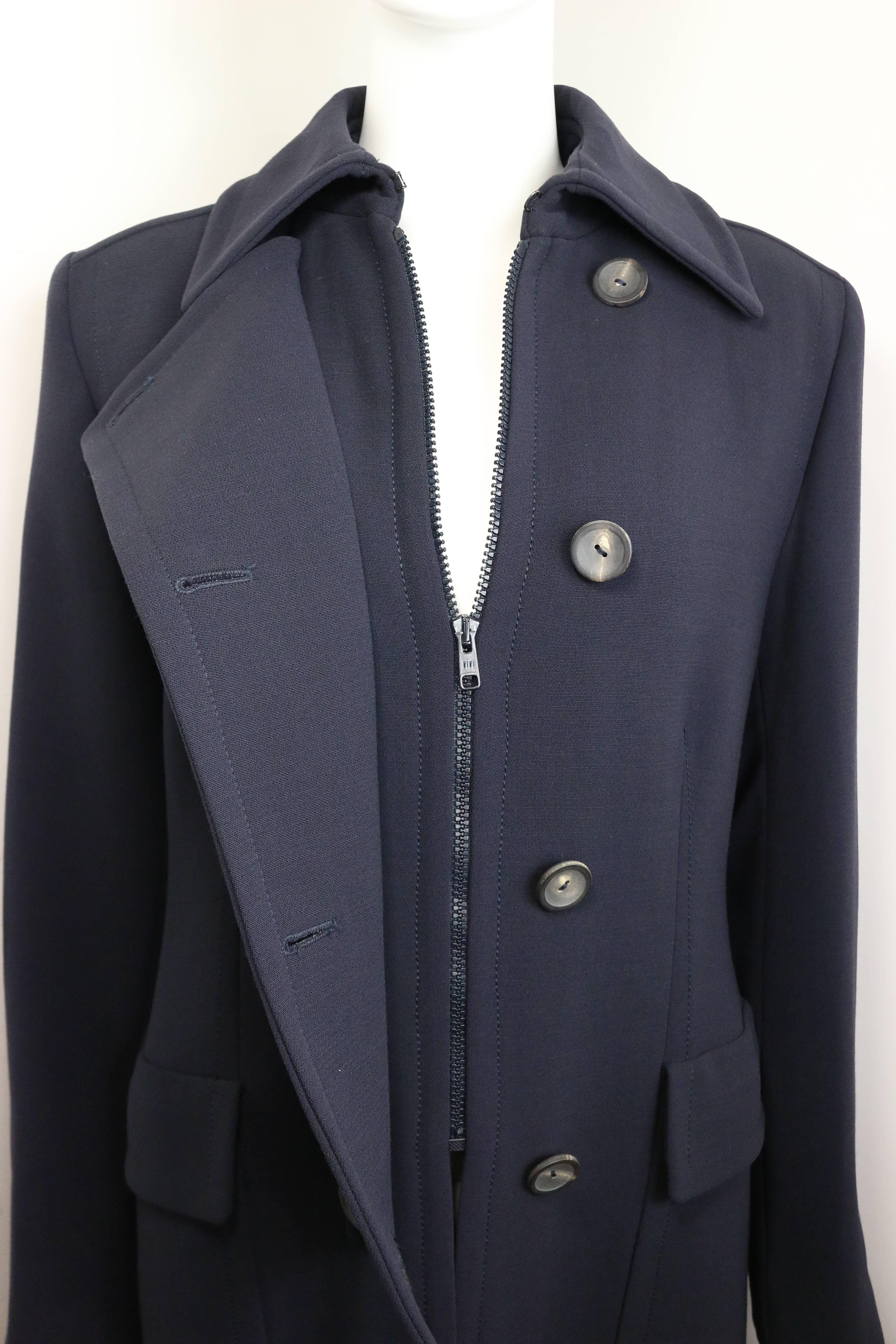 Gucci par Tom Ford - Manteau long en laine bleu marine  en vente 1
