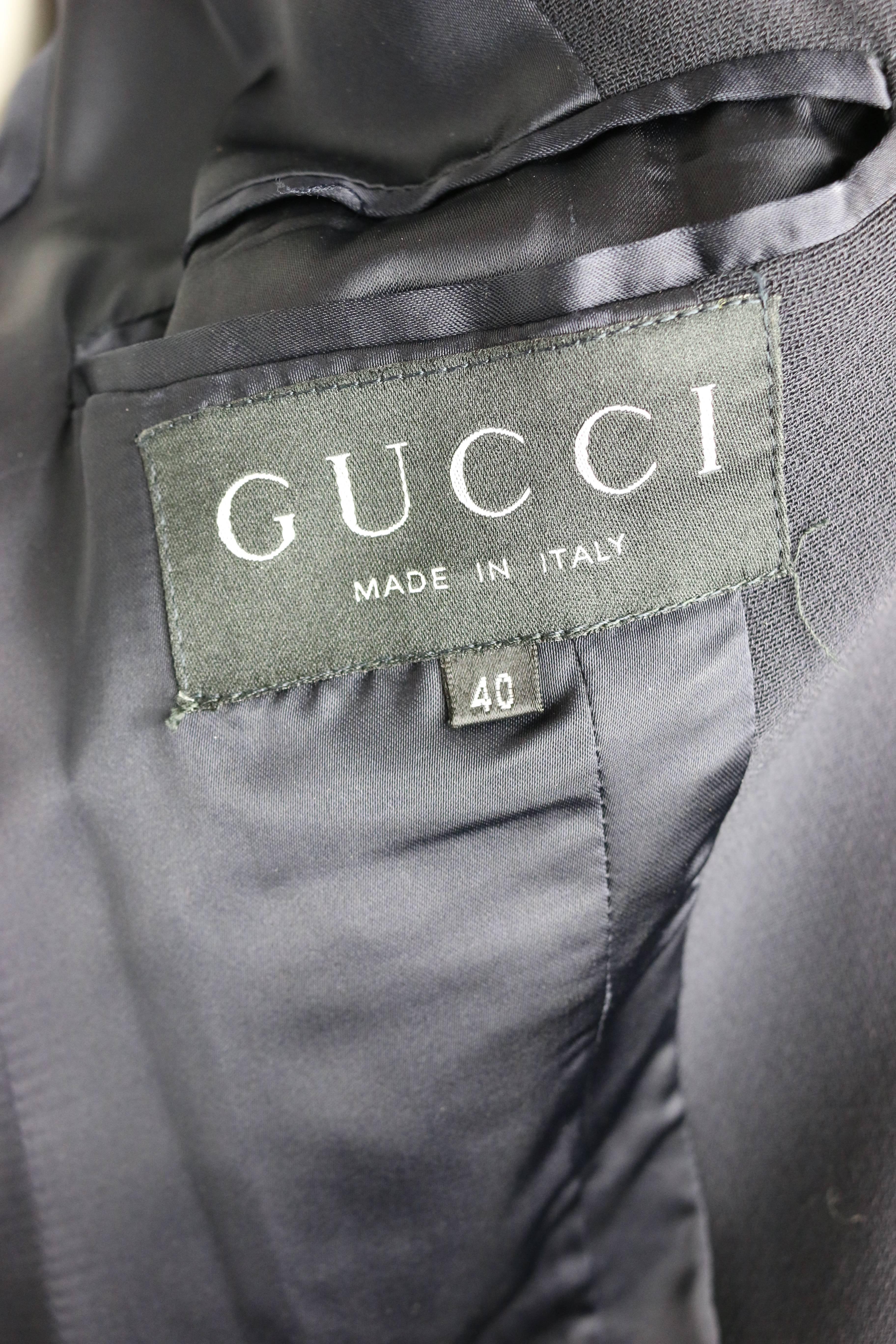 Gucci par Tom Ford - Manteau long en laine bleu marine  en vente 2