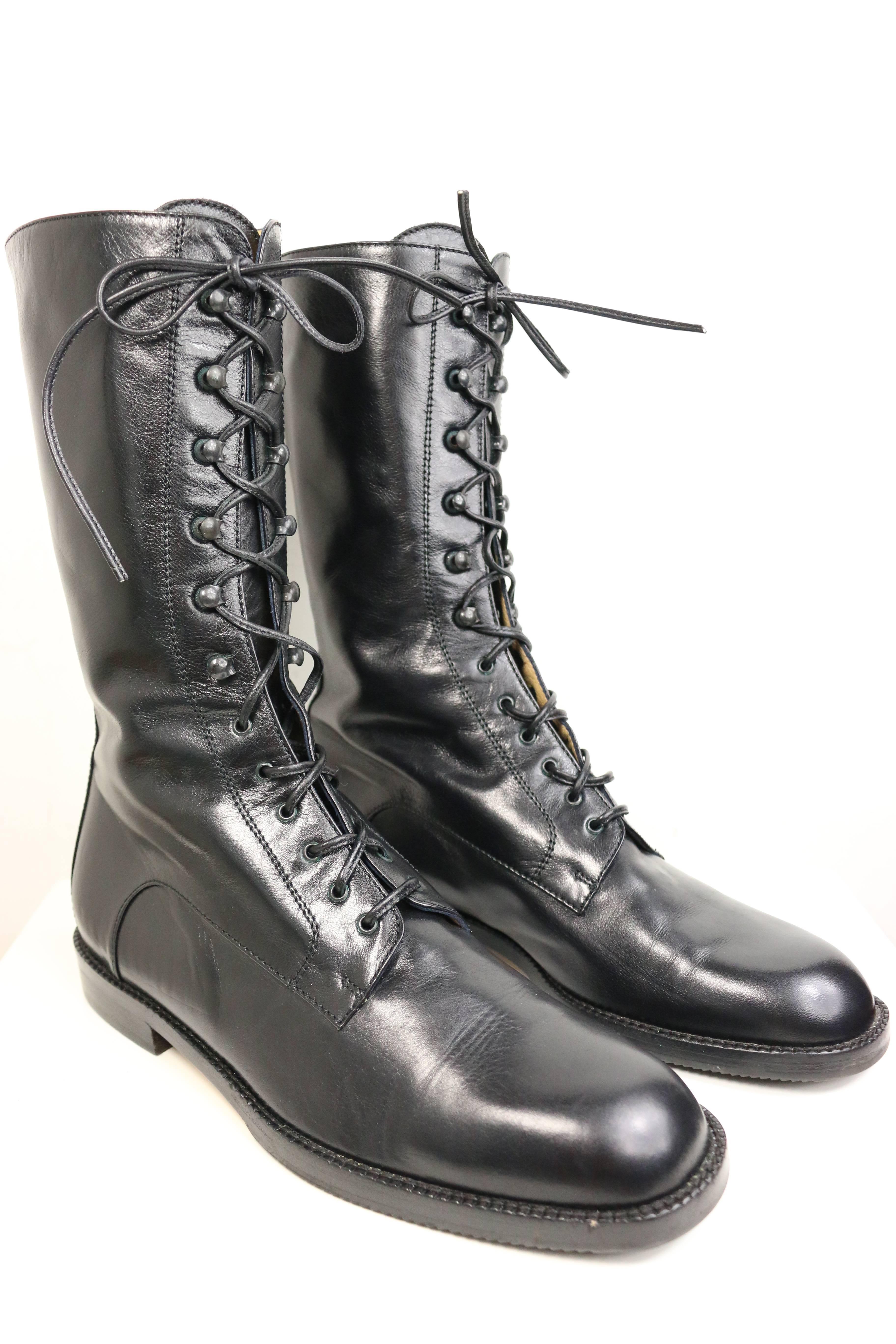 - Vintage 90s black leather military style army combat lace up ankle worker boots. 

- Made in Italy.

- Size 37.5. 

