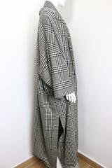 Vintage 90s Iknos Black and White Houndstooth Oversized Long Wool Coat