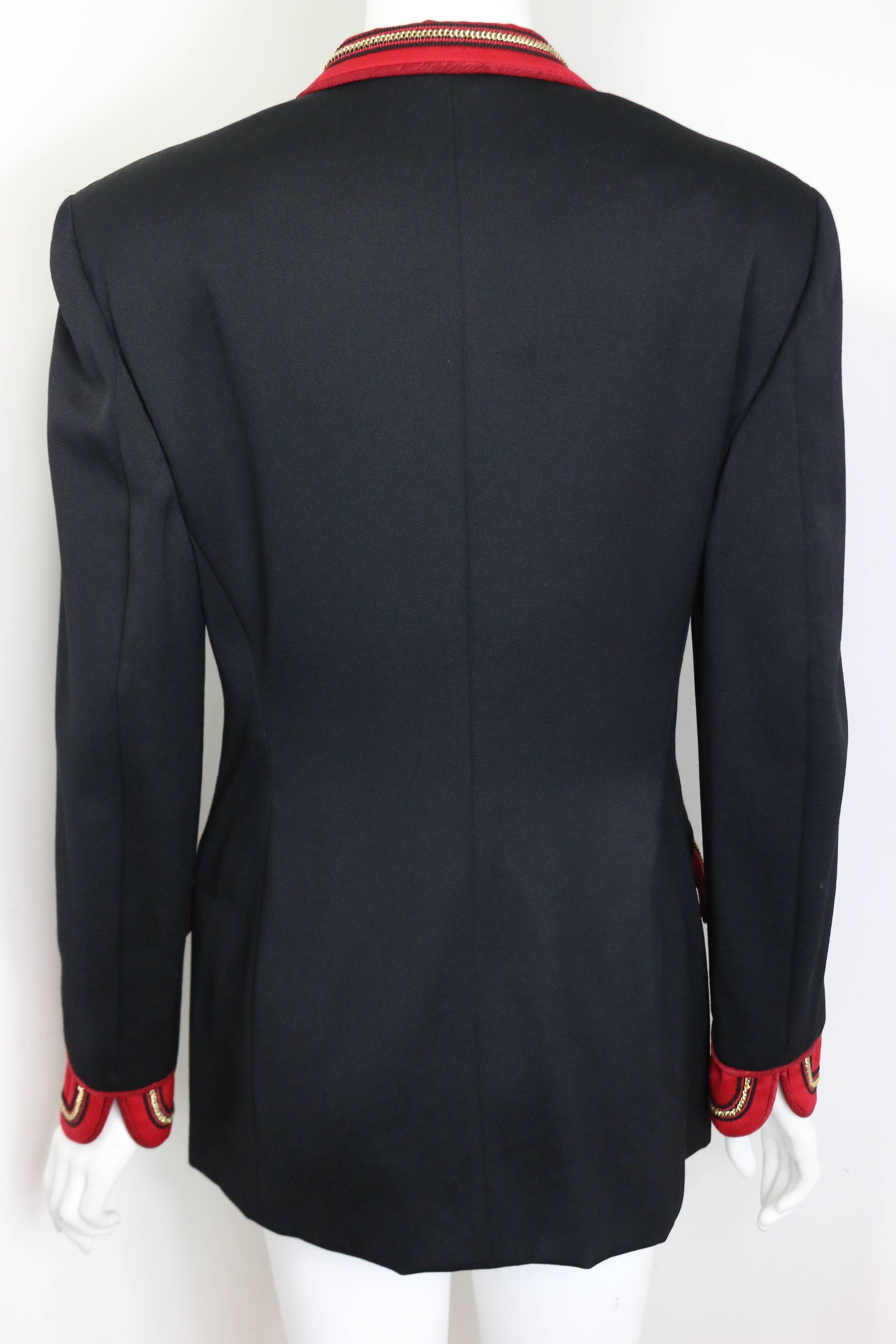 Women's Vintage 80s Alberta Ferretti Studio Black Officer Jacket  For Sale