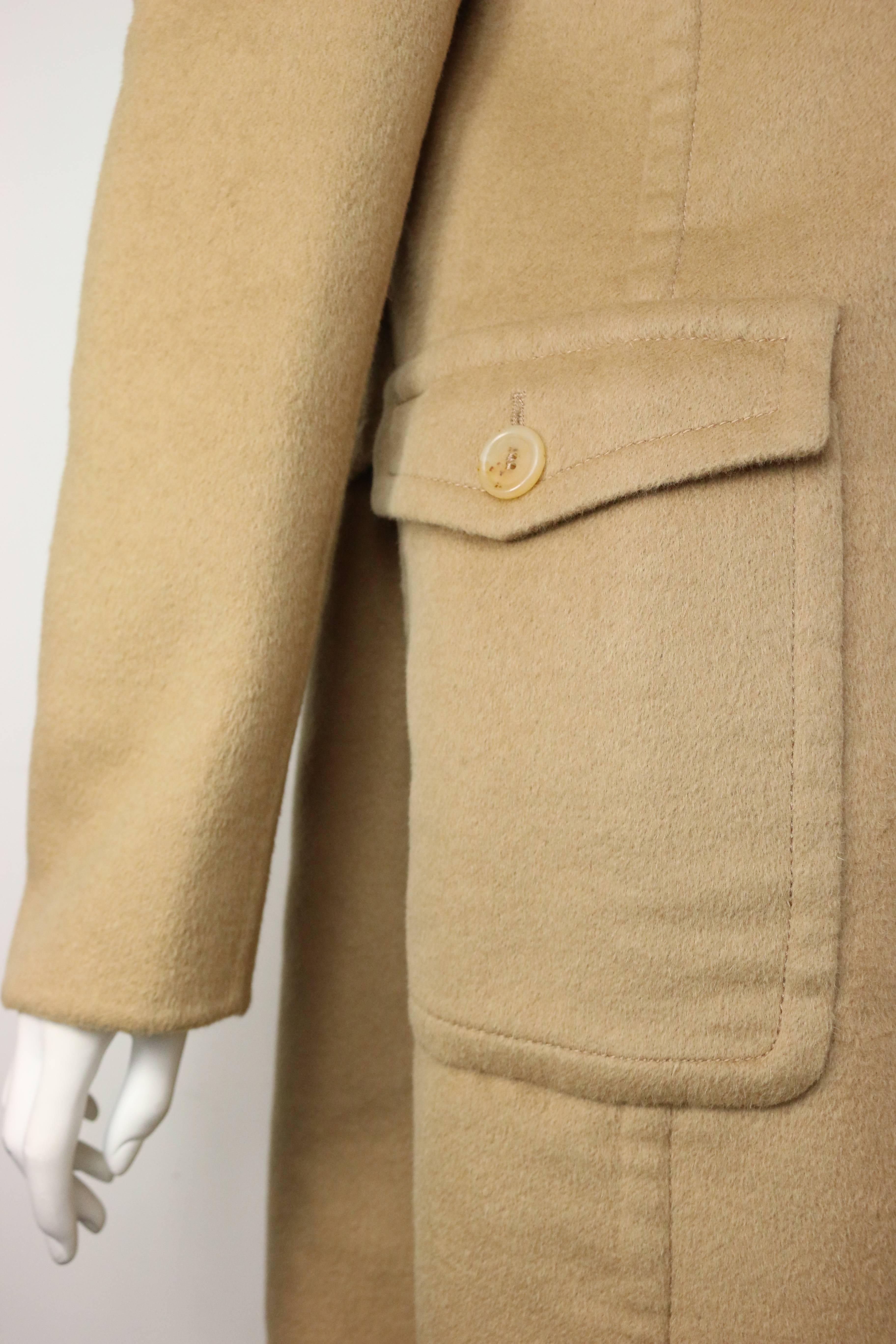 Prada Camel Wool Angora Goat Hair Double Breasted Coat  In Excellent Condition For Sale In Sheung Wan, HK