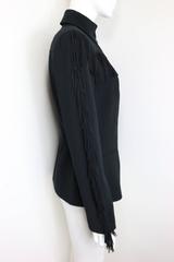 Thierry Mugler Black Structured Shoulder Fringe Jacket
