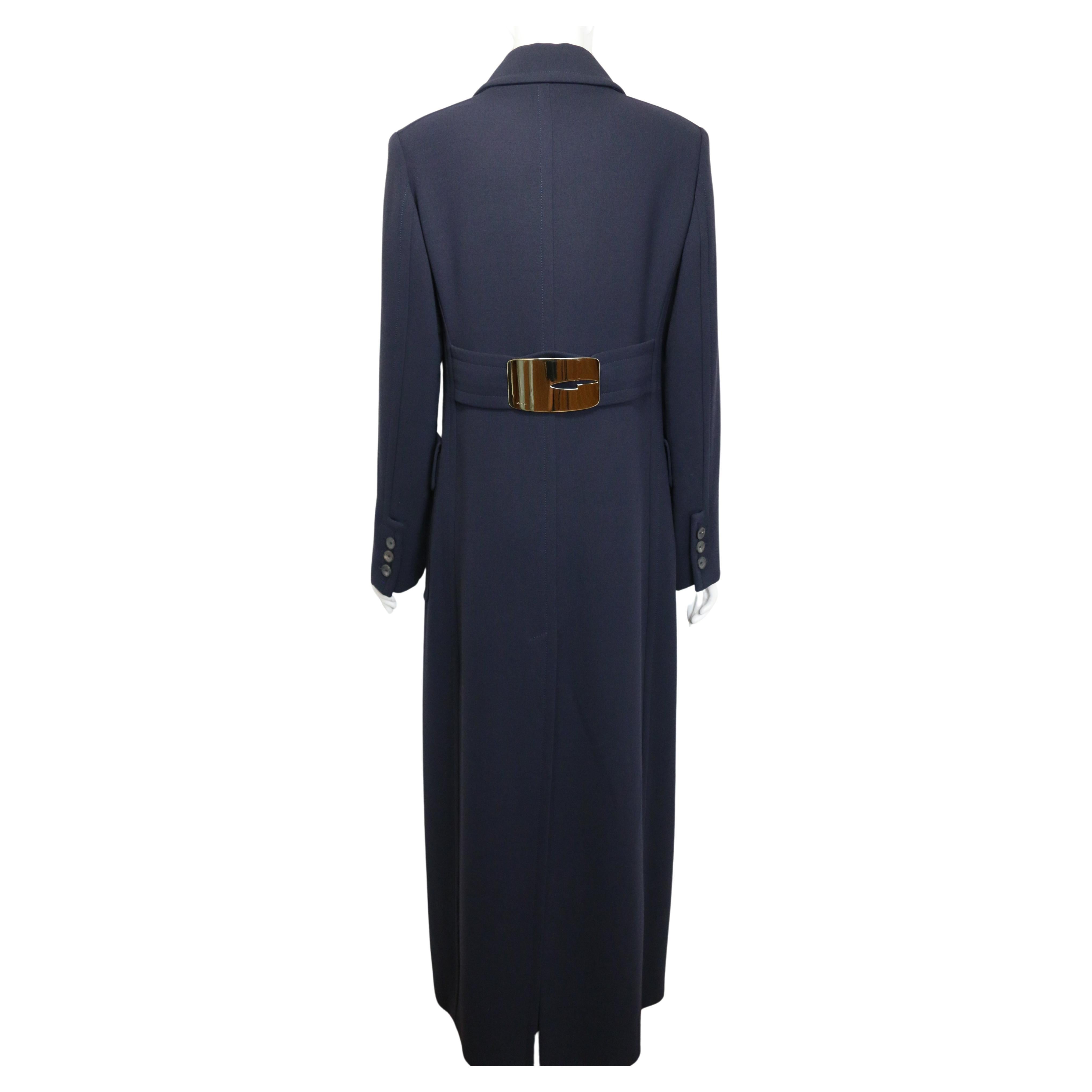 Gucci by Tom Ford Navy Wool Long Coat (Unworn) In New Condition For Sale In Sheung Wan, HK