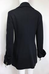 Vintage 90s Moschino Couture Black Wool Gold Buttons Double Breasted Jacket
