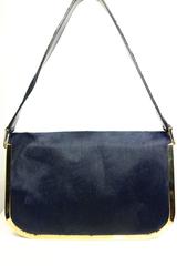 Gucci by Tom Ford Navy Horse-Bit Gold Toned Flap Handbag
