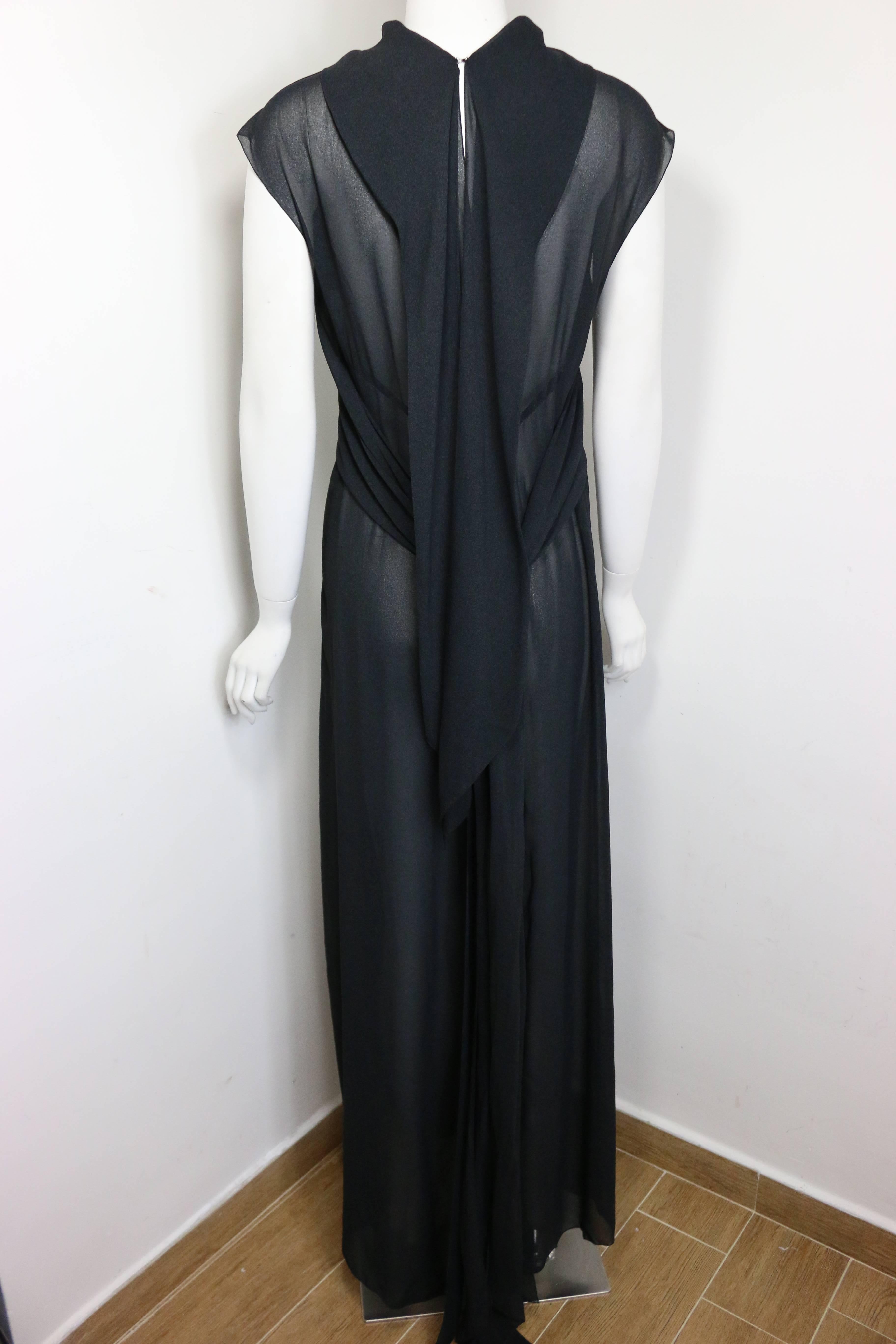 Chanel Black Two Layers Back Split Wrap Maxi Dress  In Excellent Condition In Sheung Wan, HK