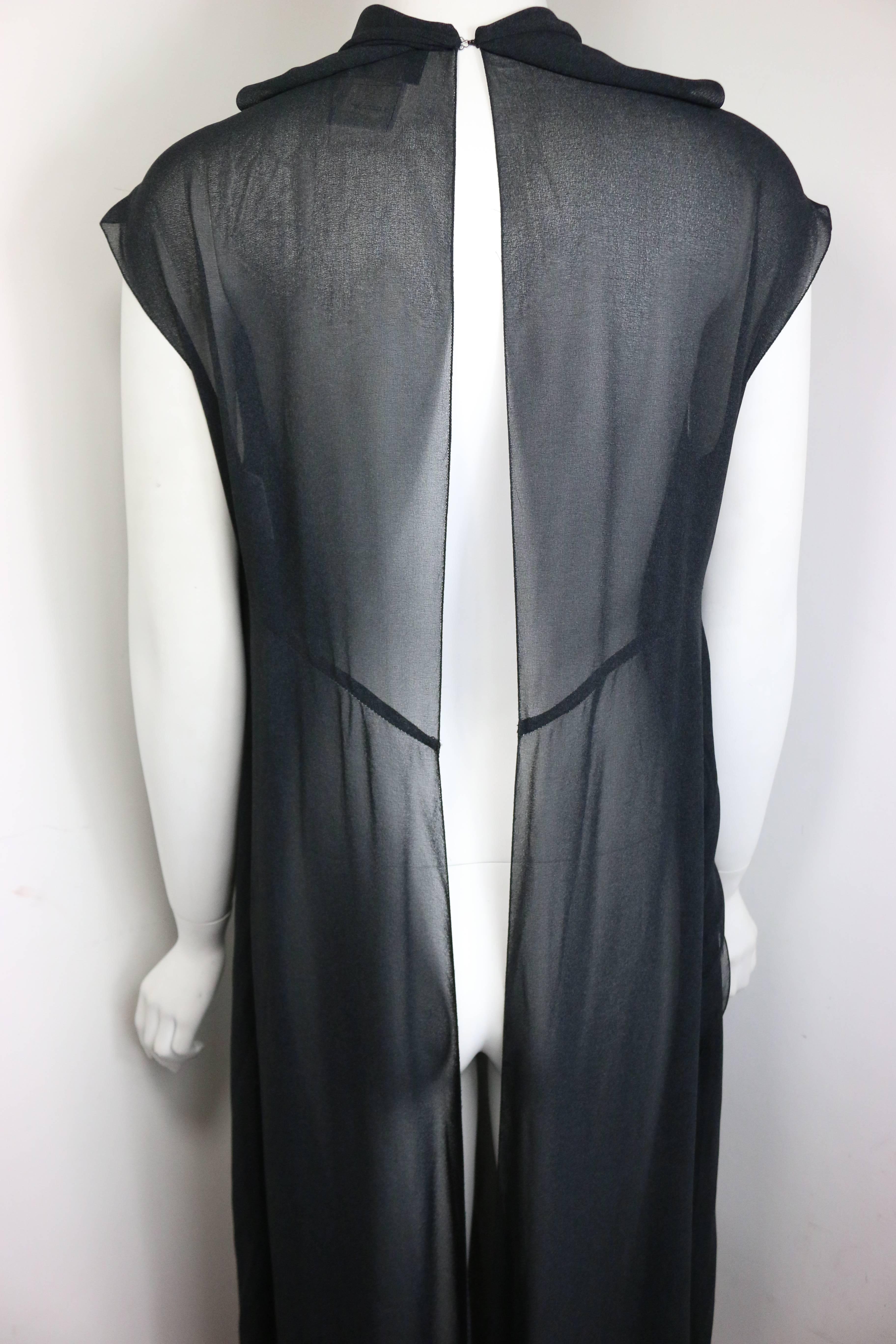 Chanel Black Two Layers Back Split Wrap Maxi Dress  2