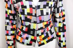 Chanel Silk Colour Blocking Cropped Zipper Blouse