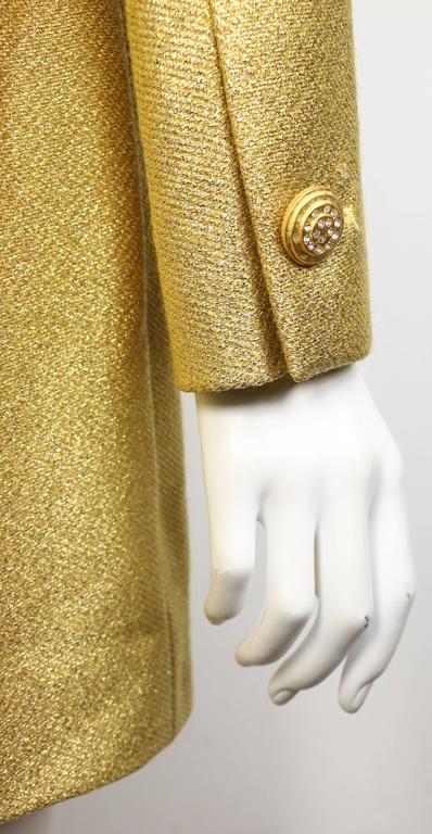 Women's Vintage 80s Escada Couture Gold Toned Metallic Shinny Shawl Blazer  For Sale