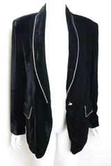 Vintage 90s Black Velvet Rhinestones Shawl Blazer