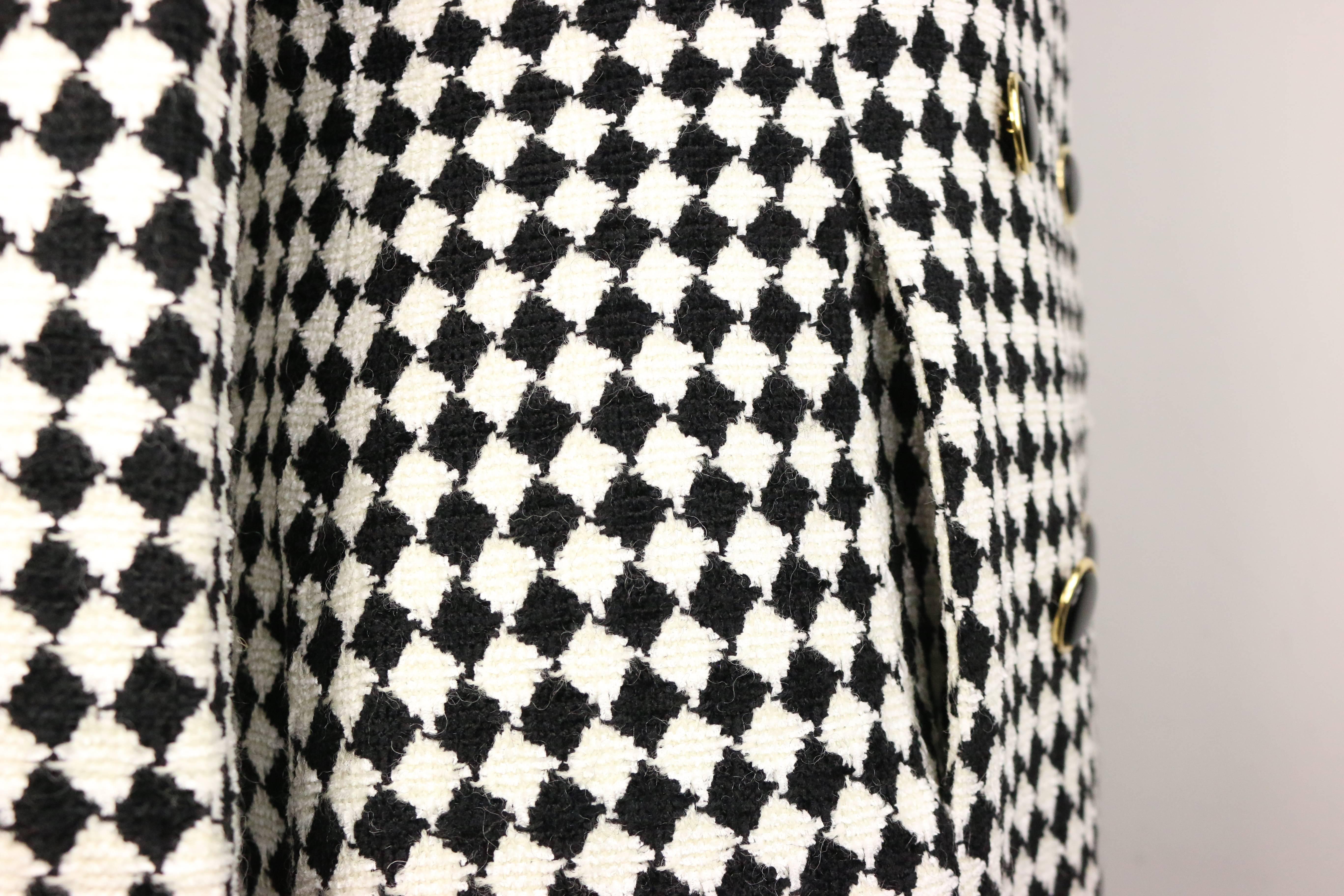 black and white checkered coat