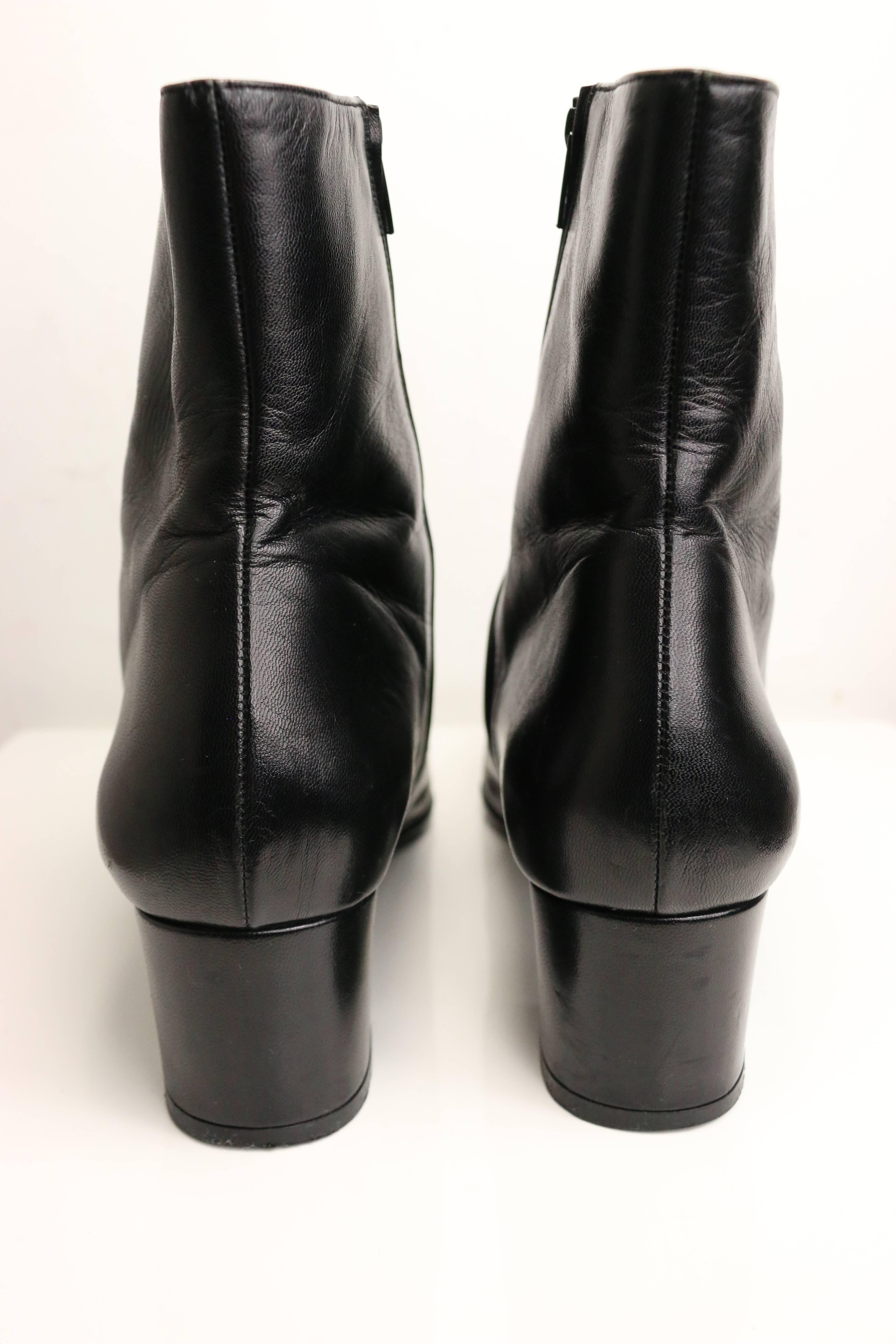 square toe black leather boots