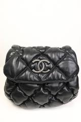 Chanel Black Coco Cocoon Lambskin Quilted Silver Chain Mini Flap Cross Bag