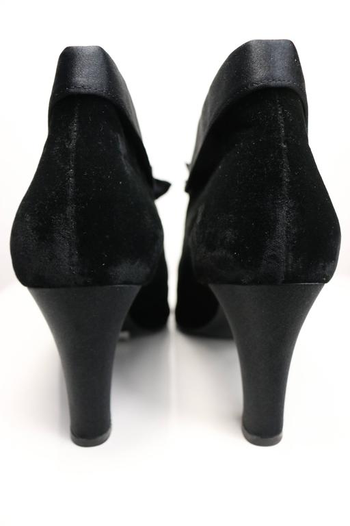 Chanel Black Velvet and Satin Lace Up Pointy Shoes at 1stDibs
