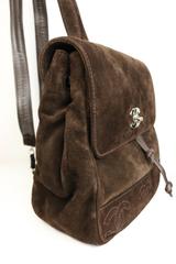 Chanel Brown Suede "CC" Stitching Logo Backpack