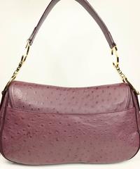 Dior Aubergine Ostrich Double Saddle Handbag With Gold "CD" Hardware