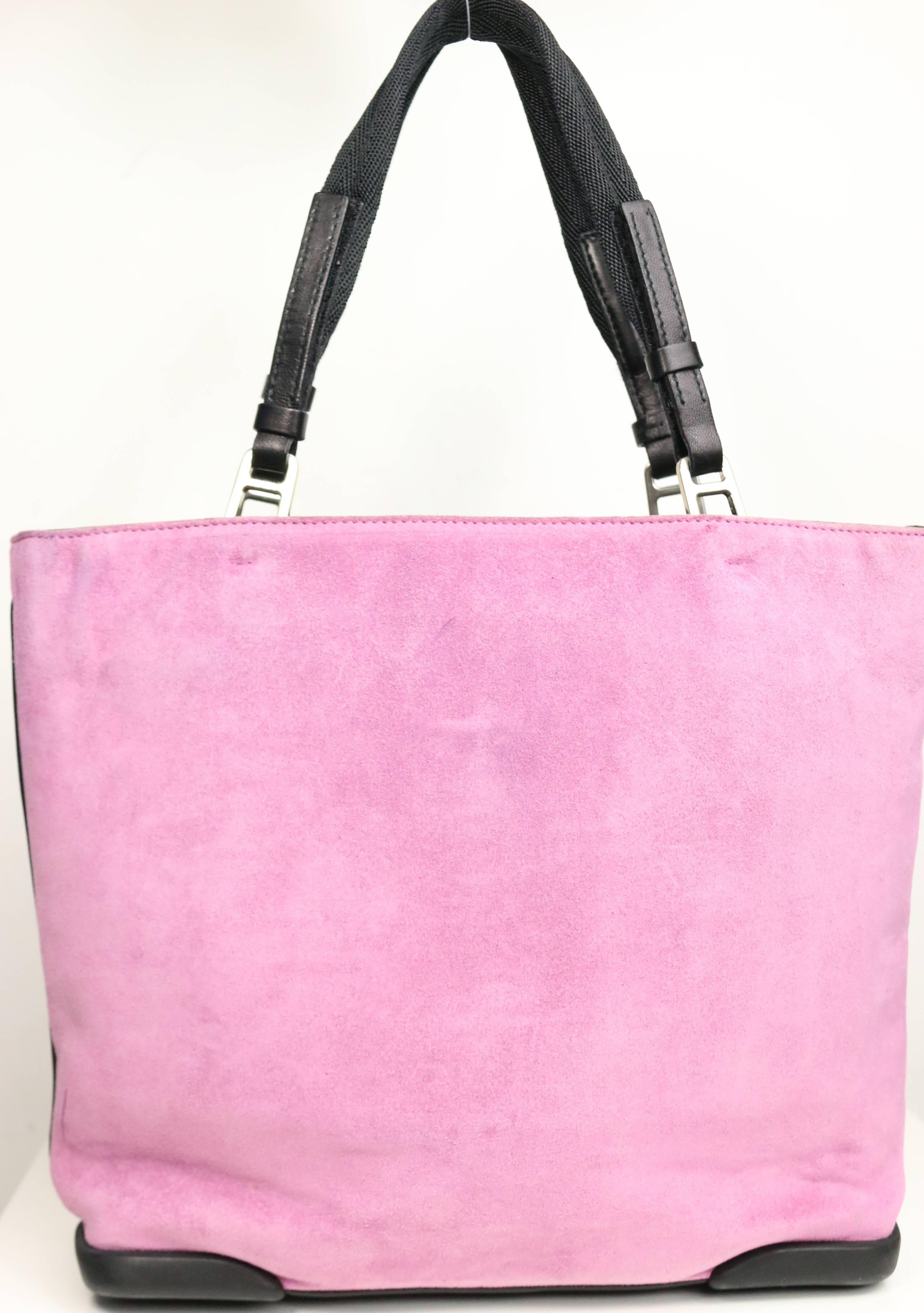 pink suede tote