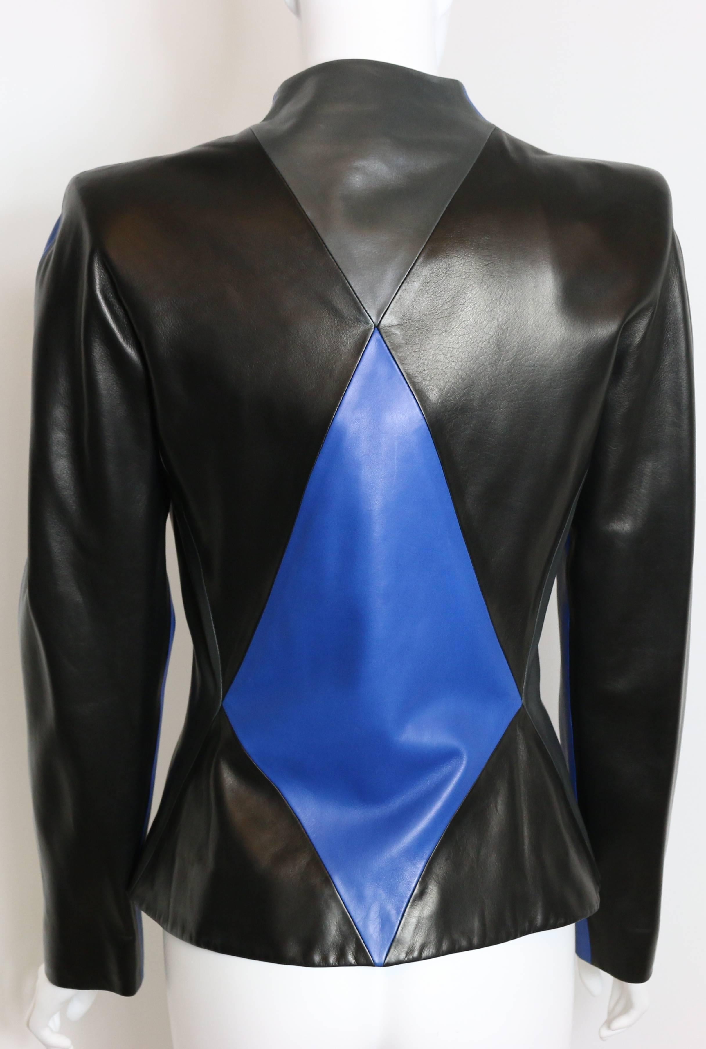alexander mcqueen blue leather jacket