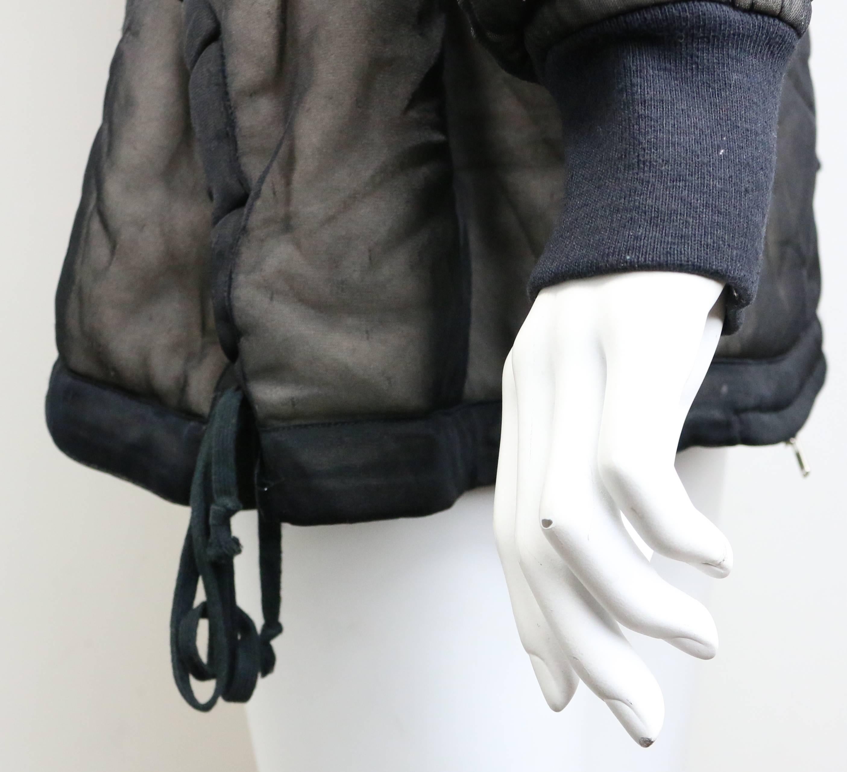 Women's Comme des Garcons Charcoal Grey Asymmetric Deconstruct Bomber Jacket 