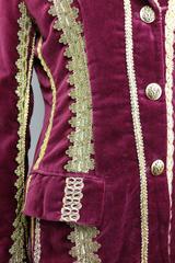Dolce and Gabbana Maroon Lucia Embroidered Gold Trim Velvet Blazer