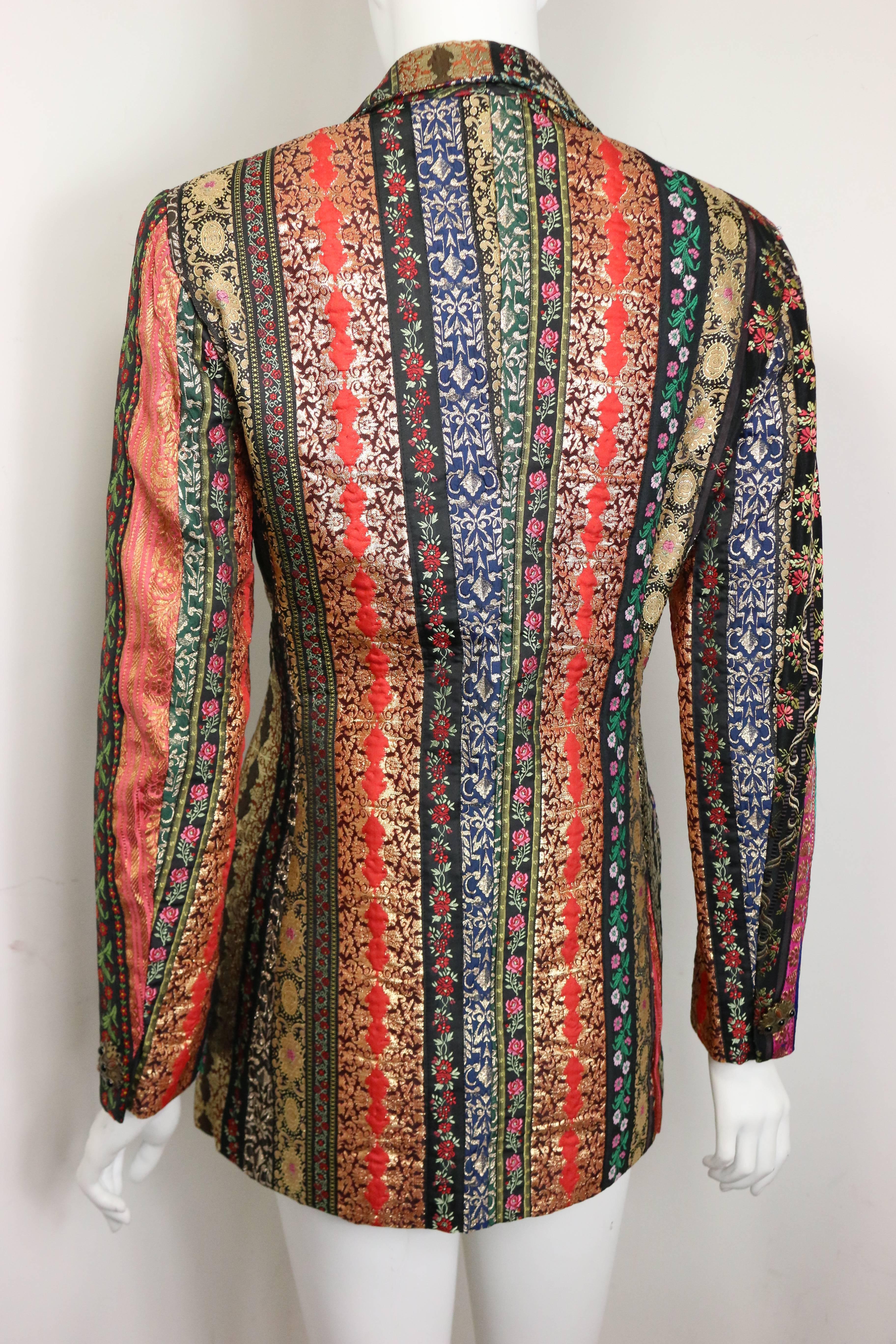 Brown Dolce & Gabbana Multi Colour with Jacquard Patterns Embroidered Blazer