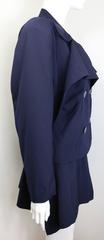 Issey Miyake Navy Blue Double Breasted Jacket and Skirt Ensemble