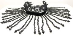 Dolce and Gabbana Black Lace Velvet Trim with Drop Beads Choker
