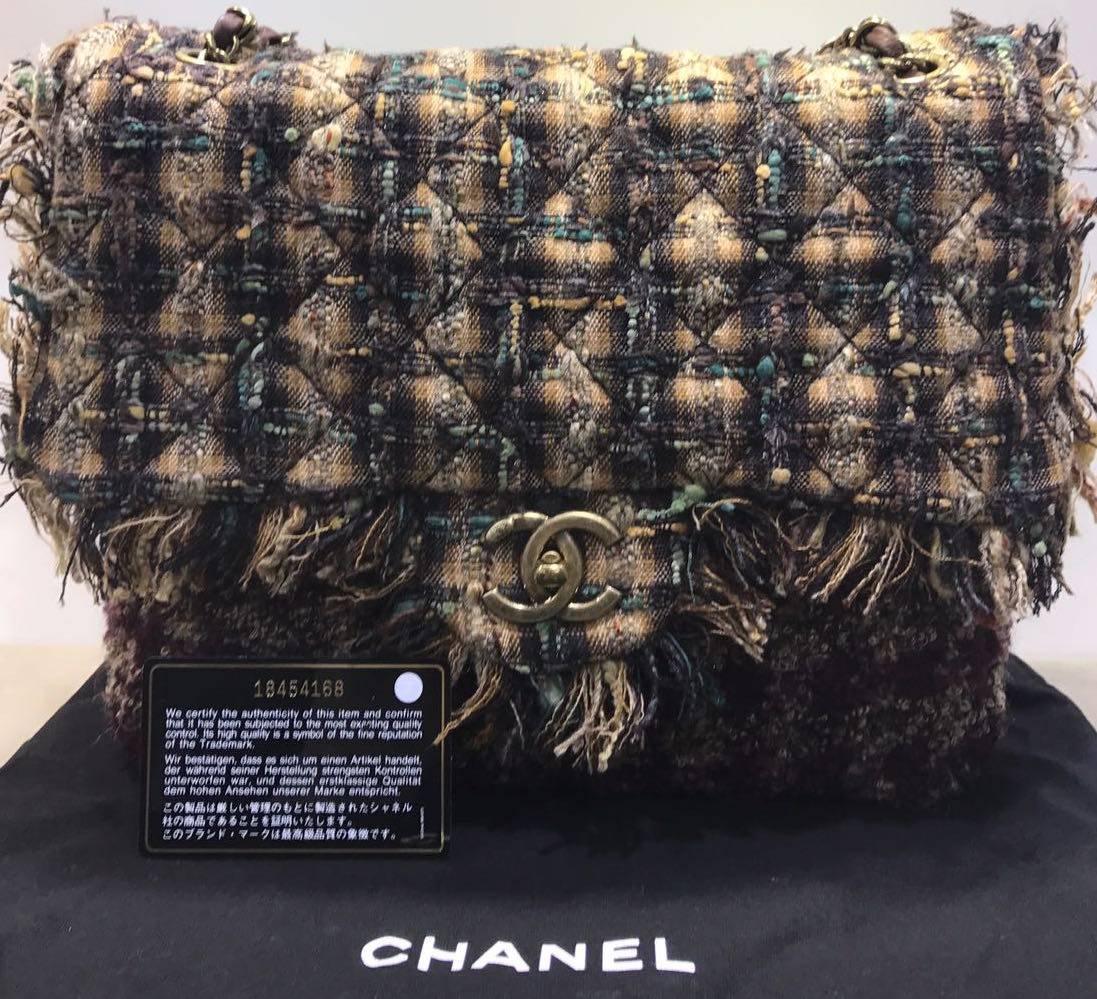 Chanel Multi Coloured Tweed Flap Bag 2