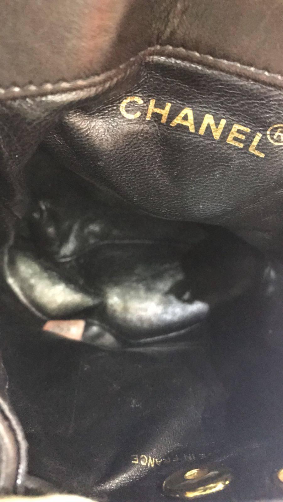Chanel Black Quilted Lambskin Leather Mini Backpack Bag In Good Condition In Sheung Wan, HK