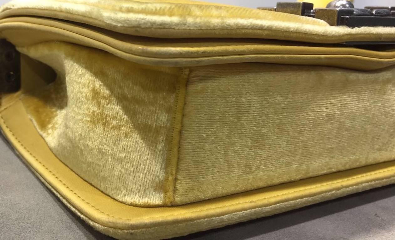 Chanel Yellow Quilted Velvet Boy Bag In Good Condition In Sheung Wan, HK