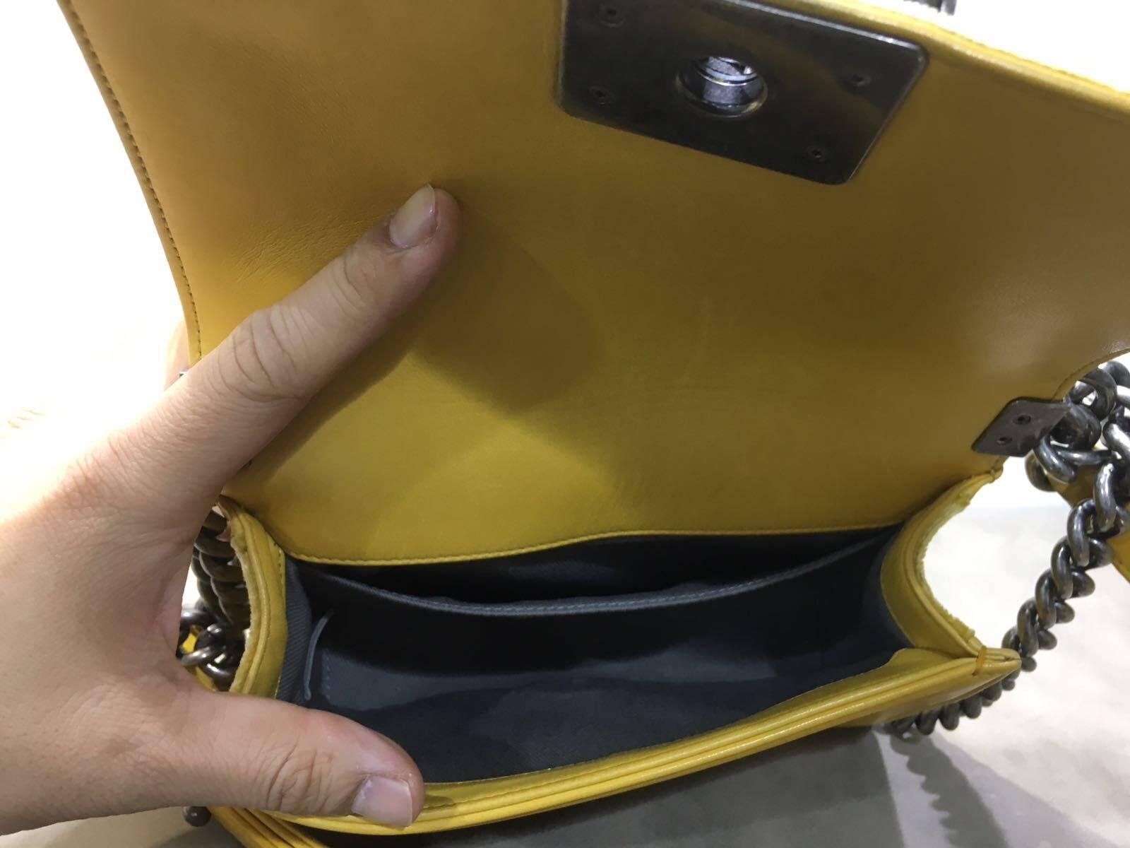 Men's Chanel Yellow Quilted Velvet Boy Bag