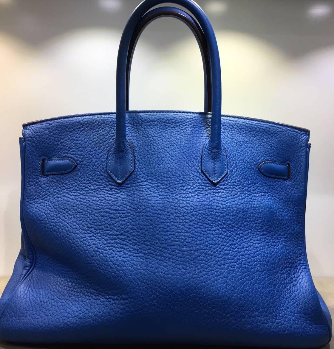 - Hermes cobalt blue togo leather 35cm BIrkin bag with palladium hardware from year 2011. This rare blue Hermes Birkin bag is in excellent condition. OnceStyle can guarantee you that this Hermes Birkin bag is 100% authentic!

- Code: O. 

- Made in