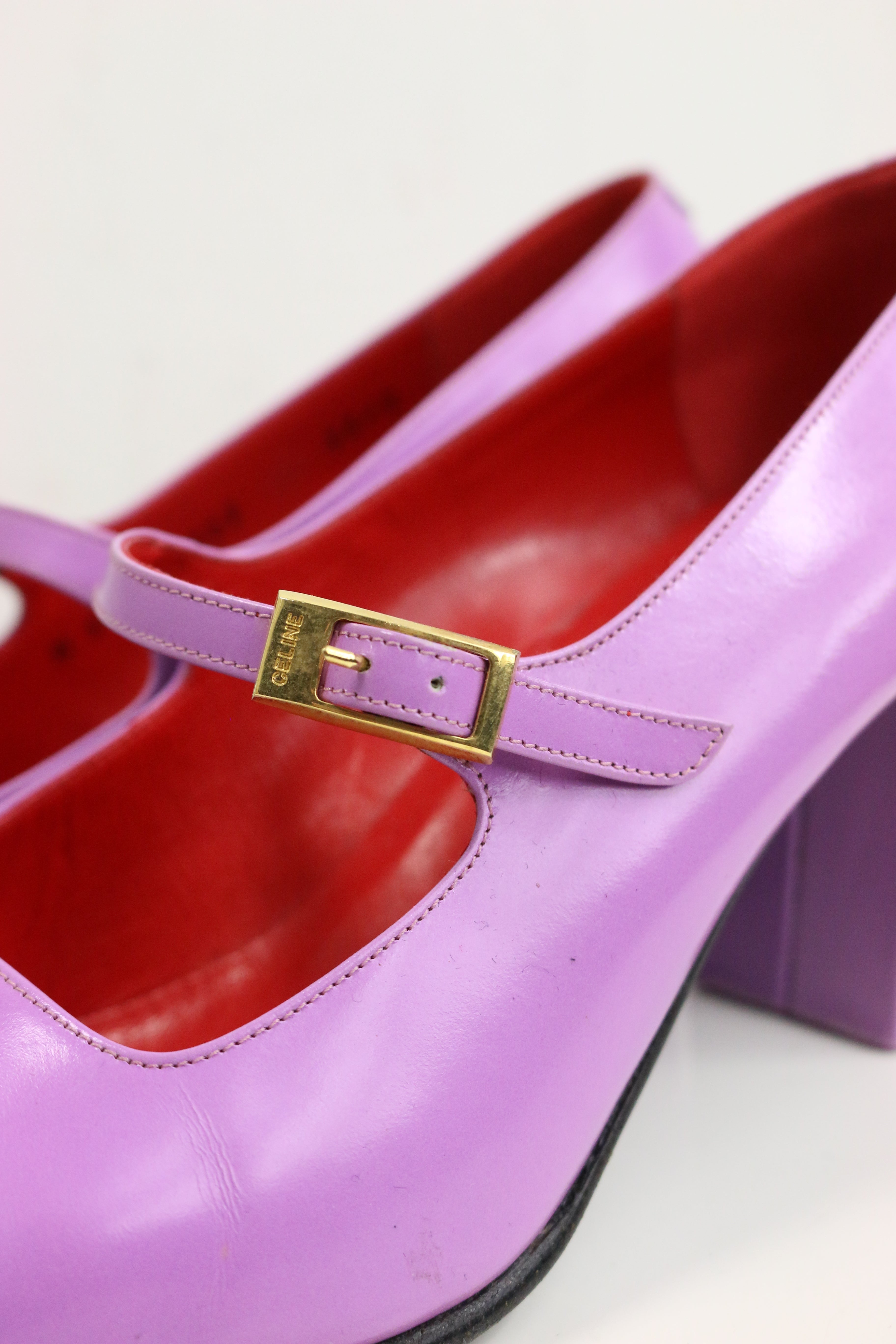 Vintage Celine Purple Leather Mary Jane Shoes at 1stDibs | celine 
