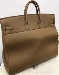 Hermes Taupe 50cm Haut a Courroies Togo Leather Bag