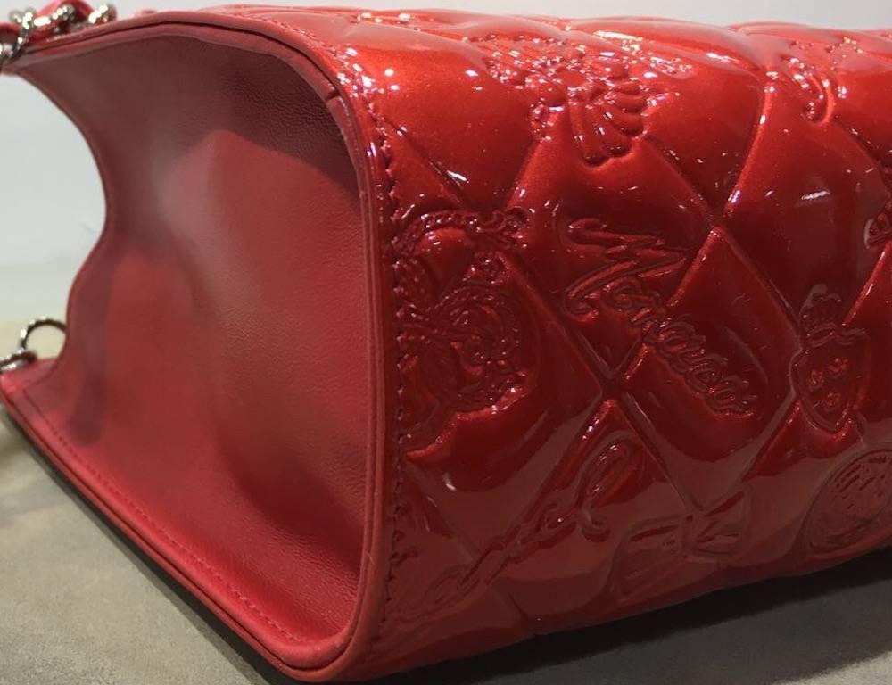 Chanel Red Patent and Lamb Icon motif Porch Bag In Excellent Condition In Sheung Wan, HK