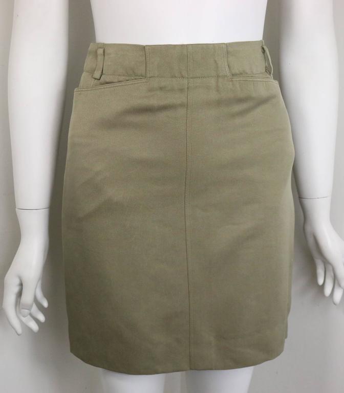 Alaia Khaki Double Breasted Jacket and Skirt Ensemble For Sale at 1stDibs