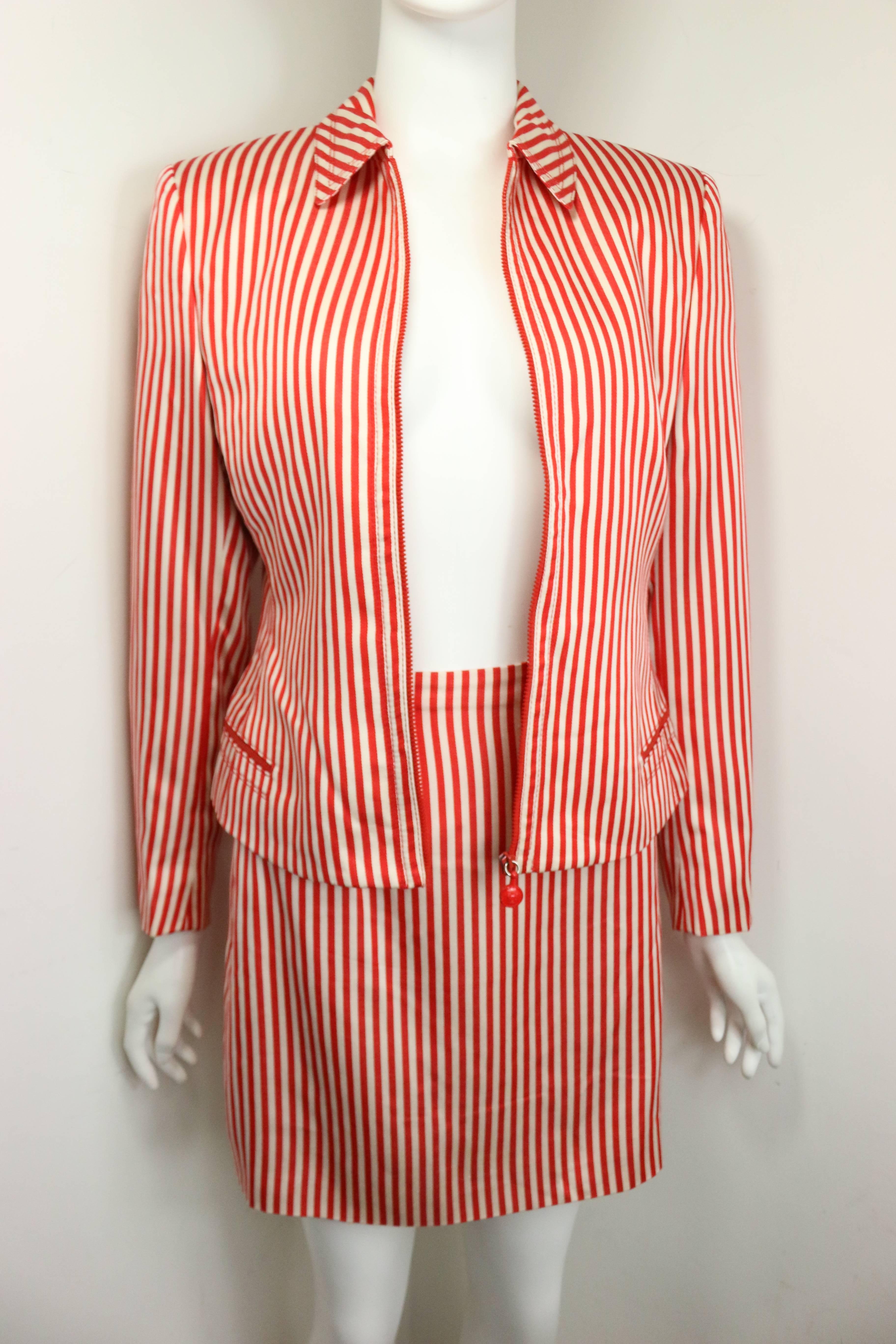 red and white striped blazer