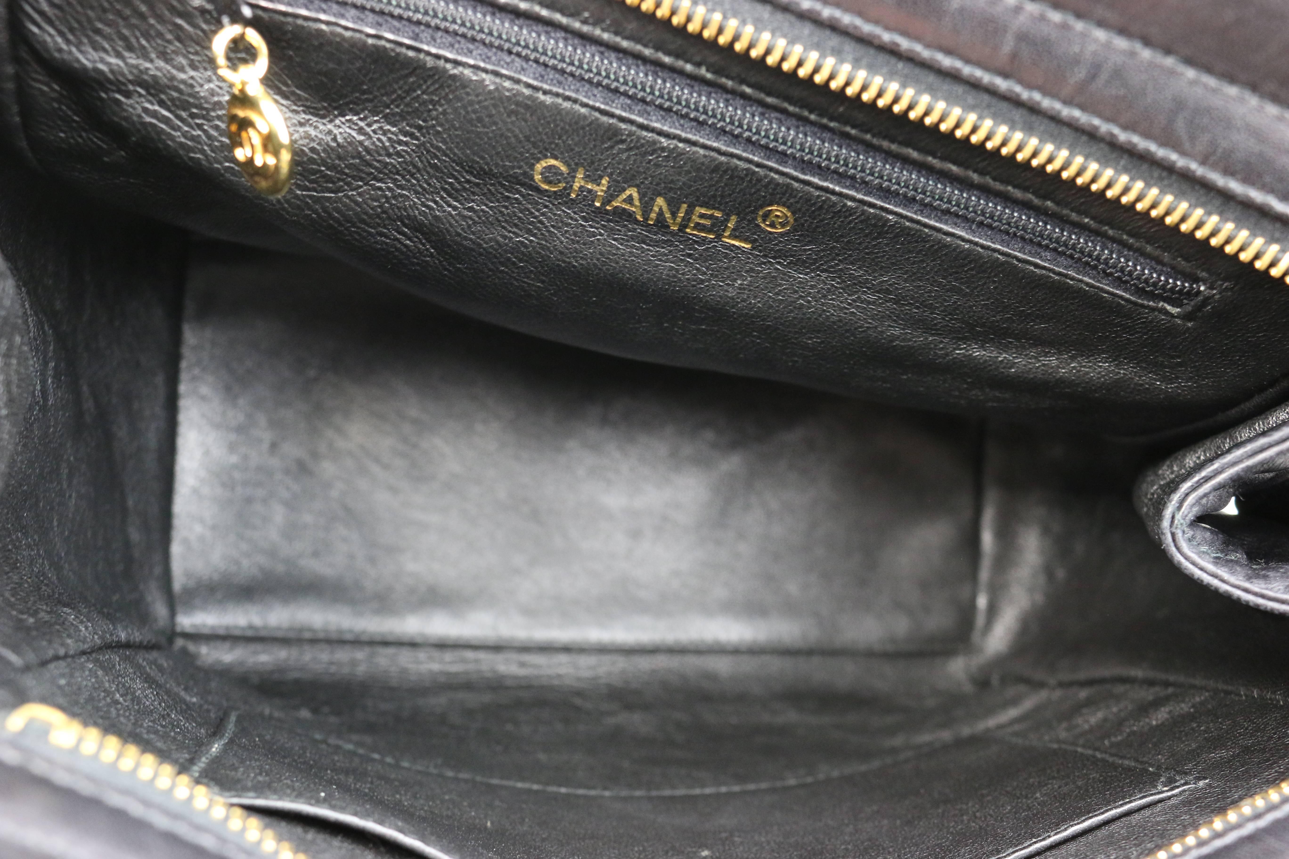 Chanel Black Quilted Lambskin Leather Petite Timeless Shoulder Strap Tote 1