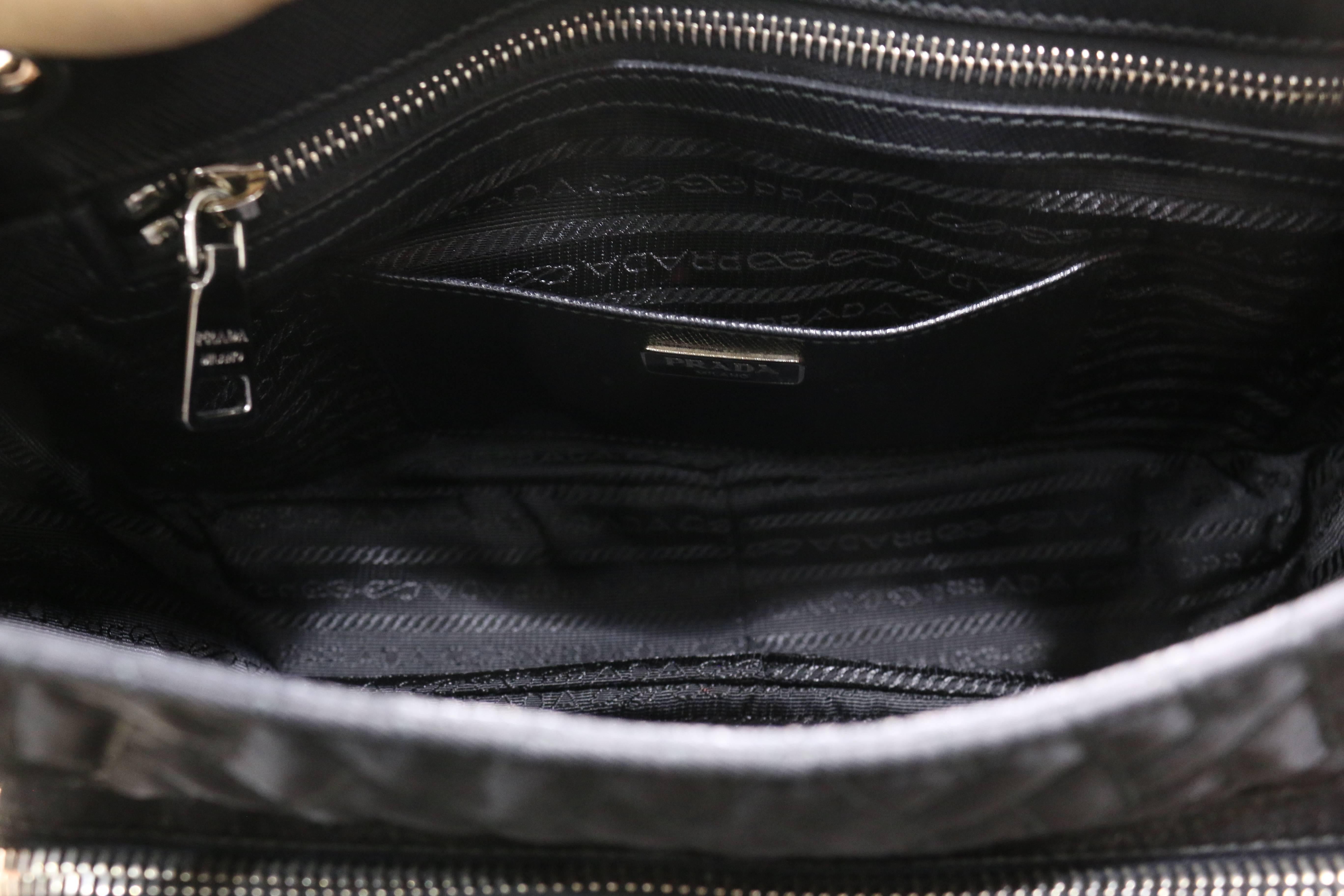 Prada Black Ziczac Silver Chain Shoulder Flap Bag 1