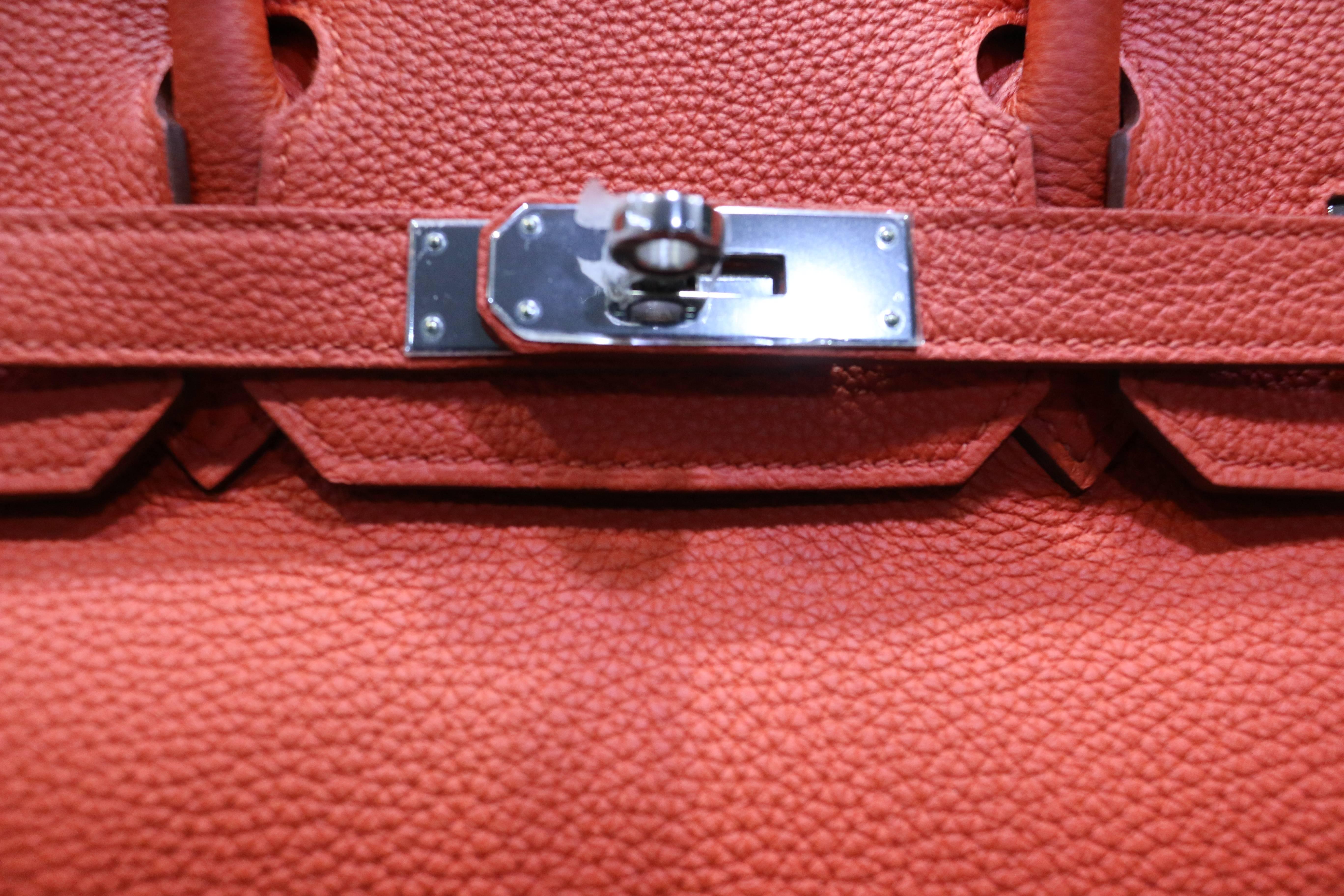 Hermes Birkin Red 30cm Togo Leather Bag 1