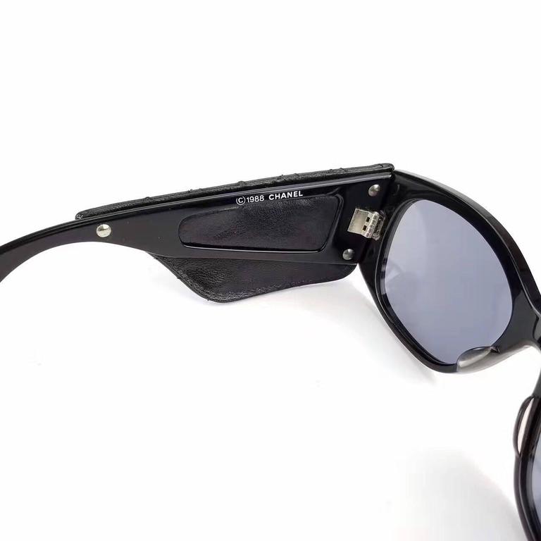 Chanel Black Quilted Leather Sunglasses For Sale at 1stDibs  display picture 1