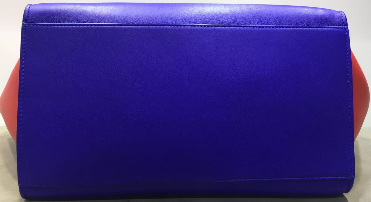 Celine Tri Colour Trapeze Leather Luggage Tote Bag with Strap 3