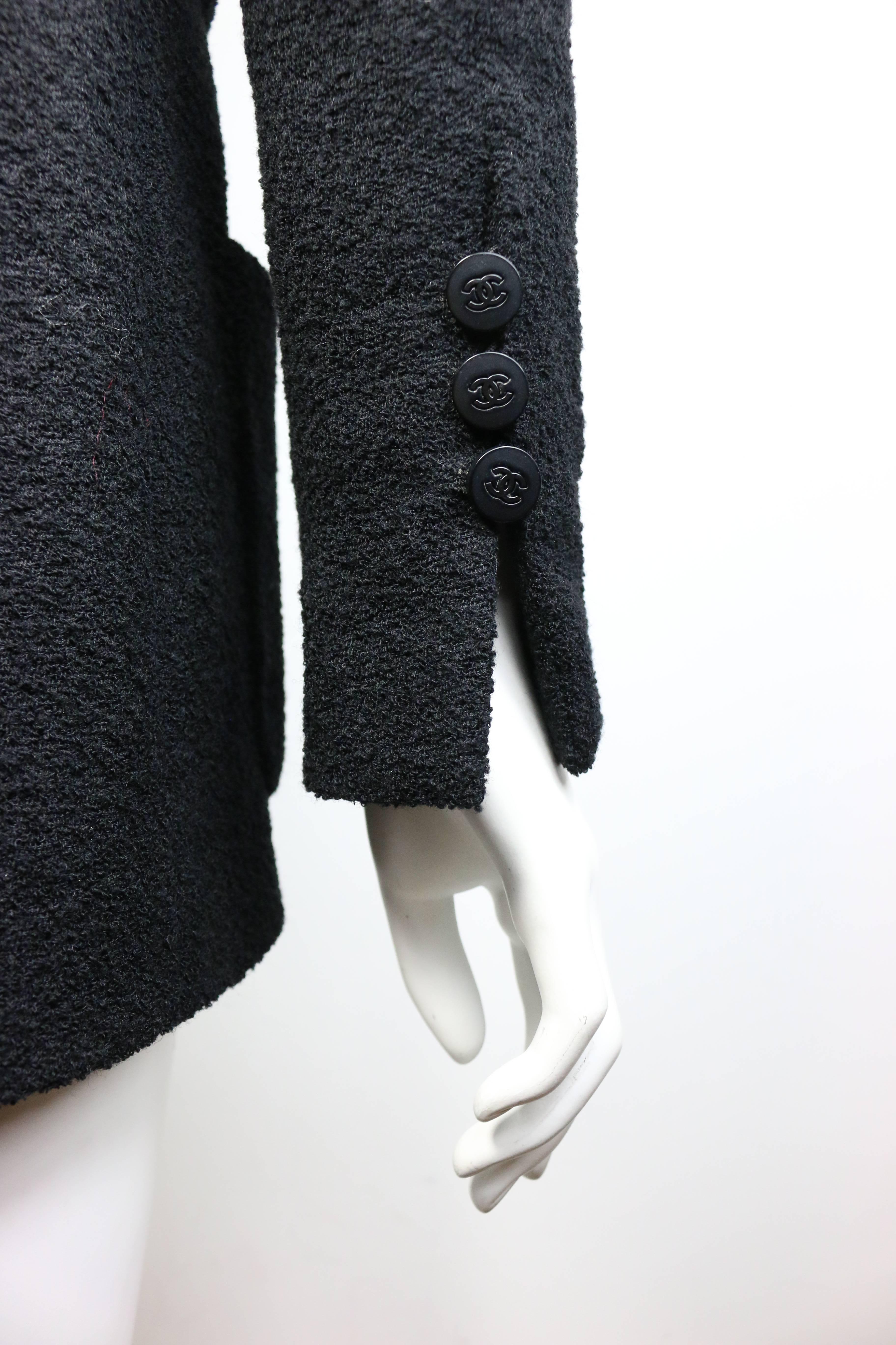 Chanel Black Boucle Wool Jacket with Beige Silk Detectable Collar Vest 1