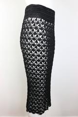 Dolce und Gabbana Schwarzer handgefertigter knielanger Bleistiftrock aus Strick