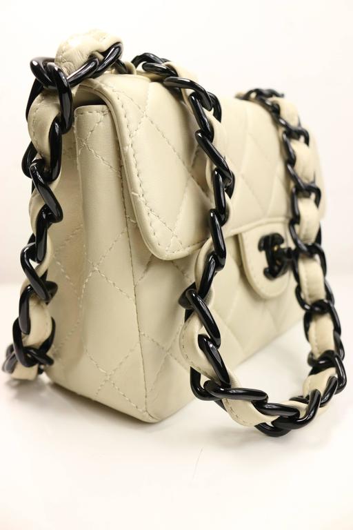 Chanel Vanilla Quilted Lambskin Leather with Black Vinyl Chain Mini ...
