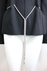 Chanel Black Wool Waist Chain Collarless Jacket